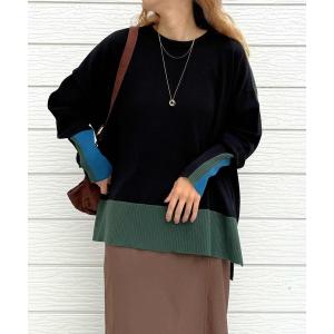 ニット セーター 配色リブニット レディース