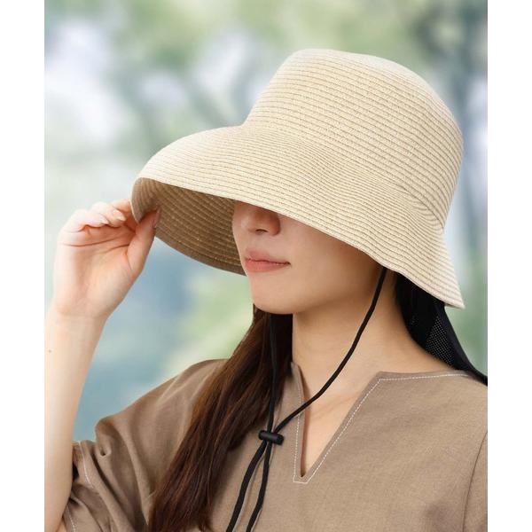 帽子 ハット NAIGAI COMFORT 洗える サイズ調節可 つば広め あご紐付き たれ付き(接...