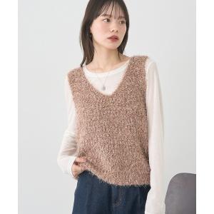 ベスト ジレ ポンポンヤーンベスト レディース