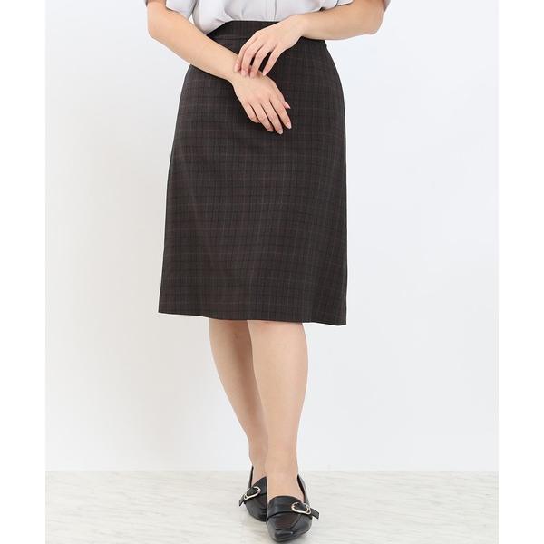 スカートスーツ (セットアップスーツ対応)メランジグレンチェック Aラインスカート