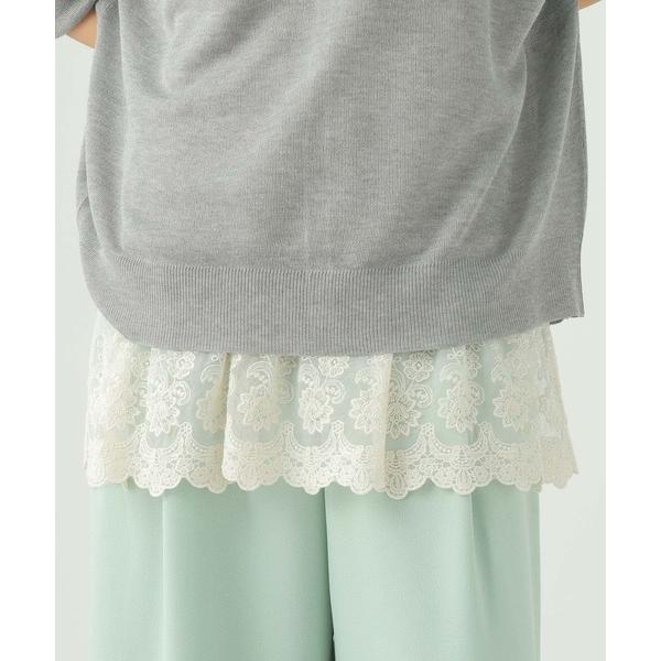 タンクトップ ノースリーブ 裾レースタンク/605388 レディース
