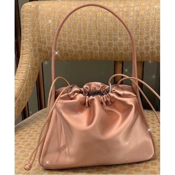 ショルダーバッグ バッグ サテン調 巾着ショルダー レディース