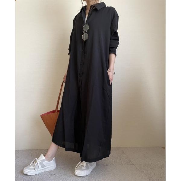 シャツワンピース 春服 フレア ロングシャツ 伸縮カットソー ワンピース　-ARCADE Limit...