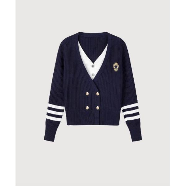 カーディガン Fake Two Preppy Cardigan レディース