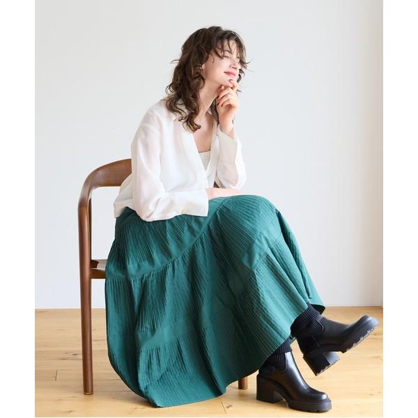 スカート ピーチタフタティアードスカート