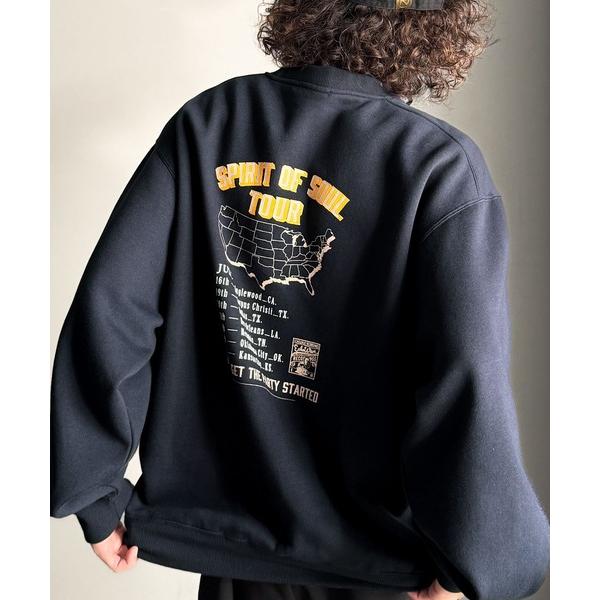 トレーナー スウェット 「JaVaジャバコラボ」裏起毛レコード盤レトロツアーロゴトレーナー メンズ