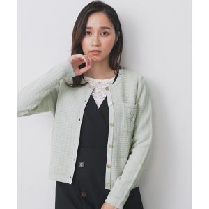 カーディガン ロゴ刺繍クルーカーディガン「洗濯機洗い可」 レディース
