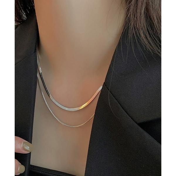 ネックレス ダブルレイヤーチェーンネックレス レディース
