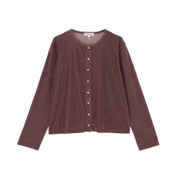 ニット セーター 「Pitta Re:)」ニット ベロアドットボタン カーディガン レディース