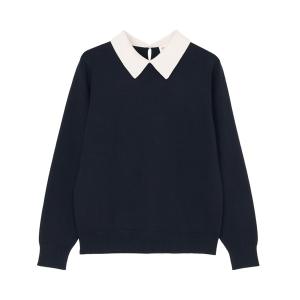 ニット セーター ニット 配色襟付 プルオーバー レディース