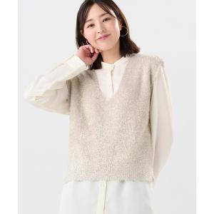 ニット セーター 「Pitta Re:)」 ニット シャイニーフェザー Vネックベスト レディース