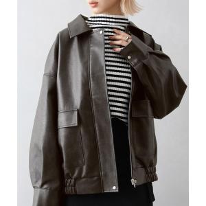 SpRay（スプレイ） ブルゾン アウター アンティークレザーダブルZIP