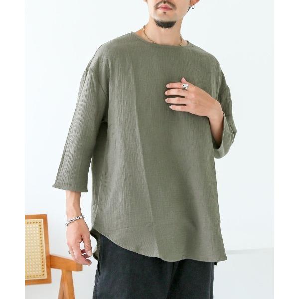 tシャツ 七分袖リネンタッチTシャツ メンズ レディース