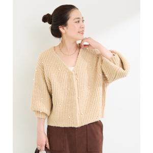 カーディガン パールカーディガン レディース
