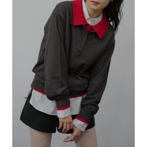 ニット セーター layered-look polo knit / レイヤード風ポロニット レディース
