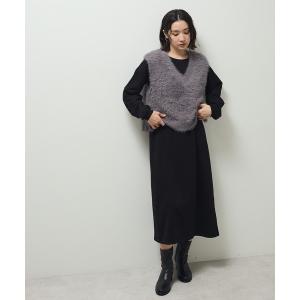 ワンピース SET2点ラメフェザーベスト+ミニ裏毛ワンピース