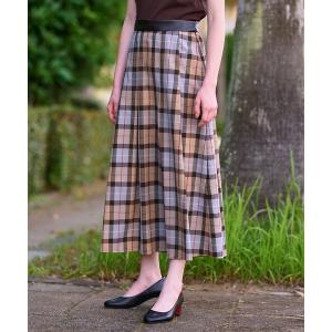 スカート チェックタックソフトプリーツスカート