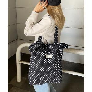 トートバッグ ドット柄フリルトートバッグ レディース