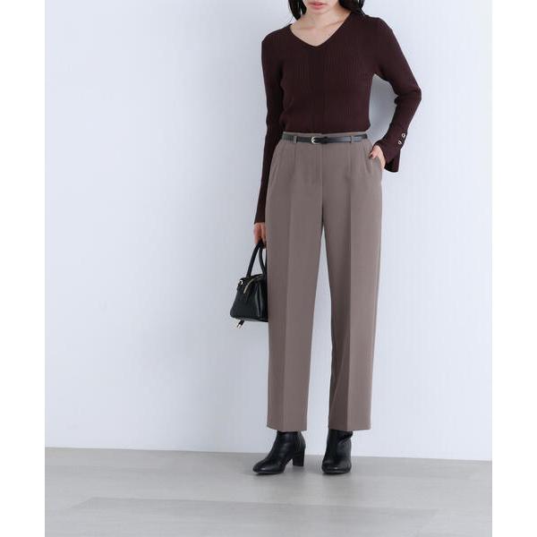 パンツ 「骨格ストレート」ベルト付スリムストレートパンツ レディース