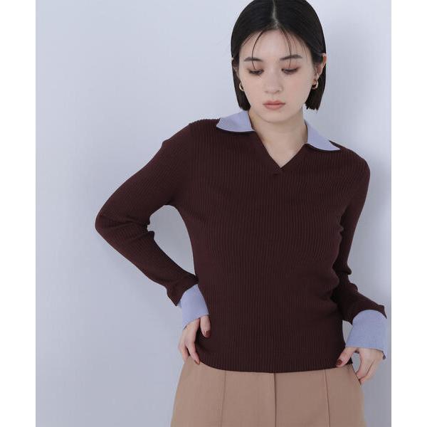 ニット セーター ダブルカラーＶネックリブニット レディース