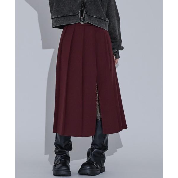 スカート スリットミディプリーツスカート