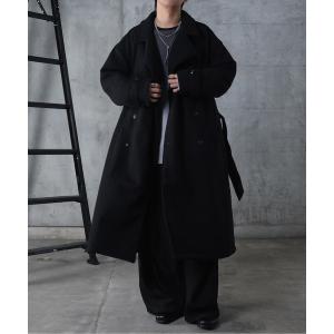 トレンチコート コート AW オーバーサイズ ウールライク メルトン スタンドネック ロングトレンチコート「Confirm」 メンズ レディース