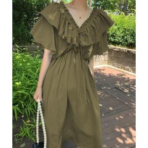 「N.s」 半袖ワンピース FREE カーキ レディース