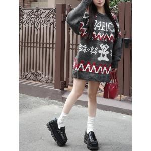 ニット セーター ノルディックベアニットプルオーバー レディース