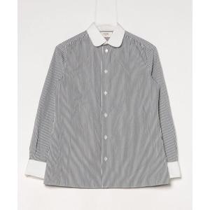 「CELINE」 ストライプ柄長袖シャツ 36 ネイビー レディース