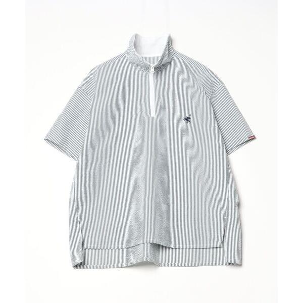 「Java」 ストライプ柄半袖ブラウス M ホワイト レディース