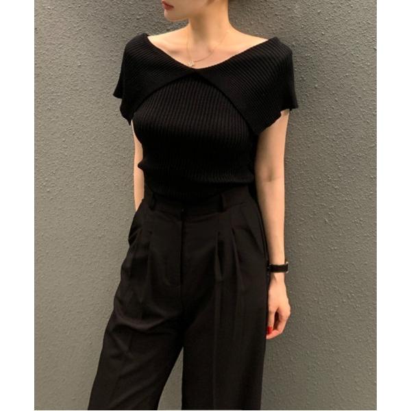 「by muni:r」 半袖ニット FREE ブラック レディース