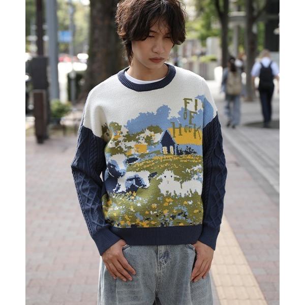 セーター ニット HOOK -original-　牧場柄ニット メンズ レディース