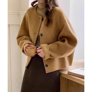 コート アウター ソフトシャギーショートウールジャケット レディース