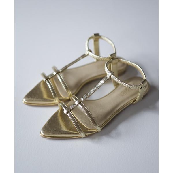 「SESTO」 フラットサンダル LL ゴールド レディース