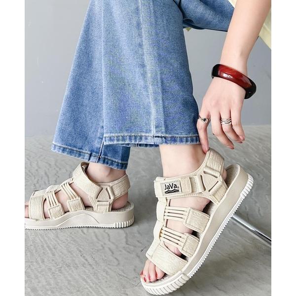 「Java」 フラットサンダル 25.0cm アイボリー レディース