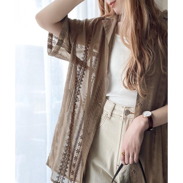 「Java」 半袖シャツ LARGE モカ レディース