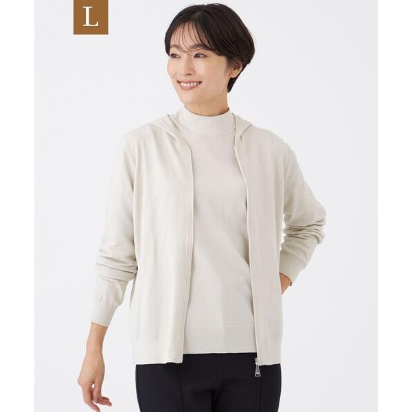 パーカー 「L」「カタログ掲載」「ウォッシャブル」ラメハイゲージニットパーカー レディース