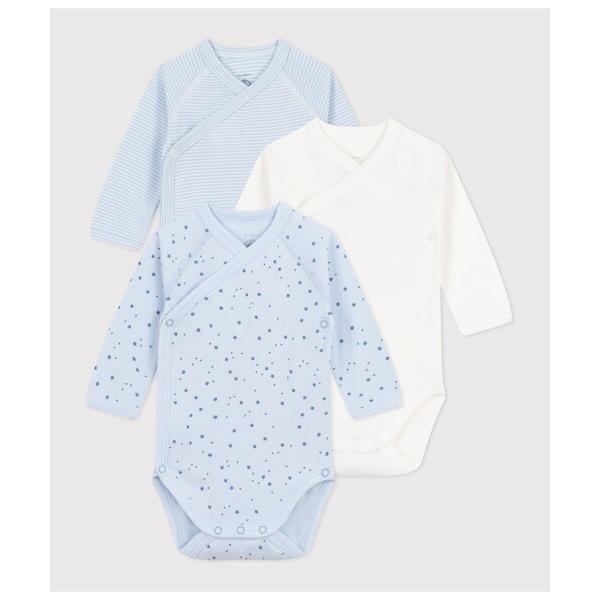 ベビー肌着 長袖あわせボディ３枚組