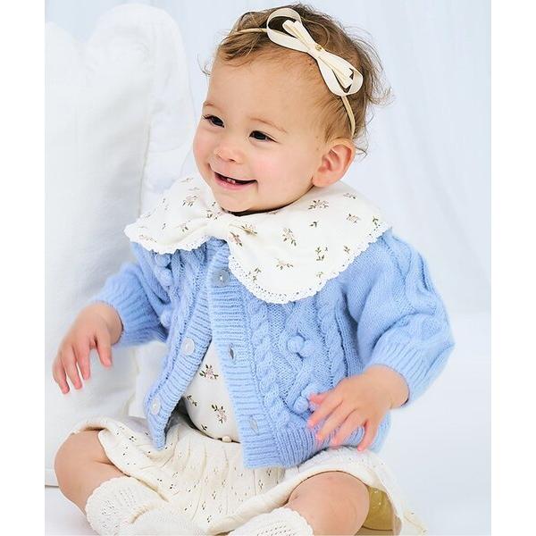 ベビー 「洗える」ポンポンニットベビーカーディガン