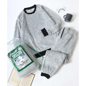 パジャマ DISCUS/ディスカス セットアップ ボアフリース スウェットトレーナー＆ロングパンツ＆収納バッグ 3点セット/ルームウェア/ワンマイルウ