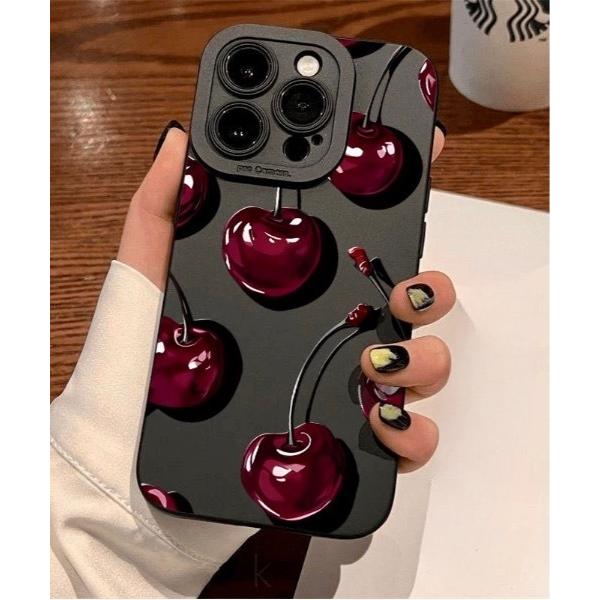 スマホケース 「OKUOKU　0909」チェリーモチーフ ポップデザイン 　iPhoneケース ru...