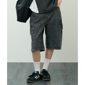カーゴパンツ カーゴポケット付き ミディ丈 デニ...の商品画像