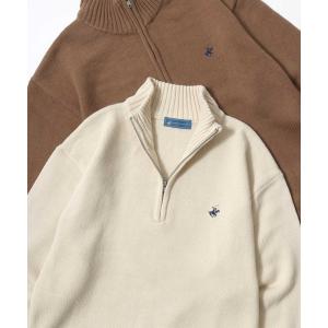 ニット セーター BEVERLY HILLS POLO CLUB/ビバリーヒルズポロクラブ オーバーサイズ ニット ロゴ ワンポイント刺繍 ハーフジッ