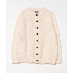 「aran WOOLLEN MILLS」 ニットカーディガン MEDIUM オフホワイト レディース