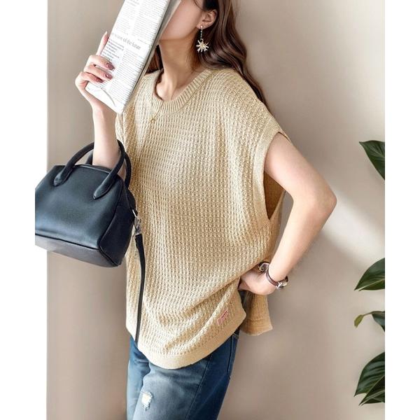 「Java」 ノースリーブニット LARGE ベージュ レディース
