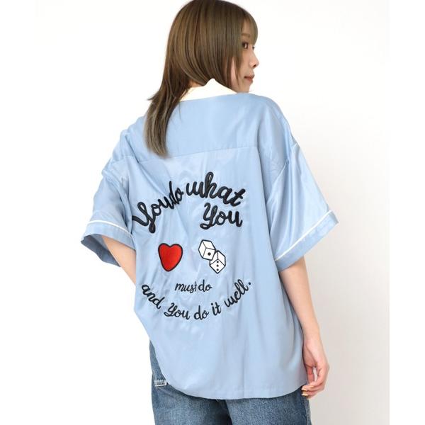 「RNA」 半袖ブラウス MEDIUM サックスブルー レディース