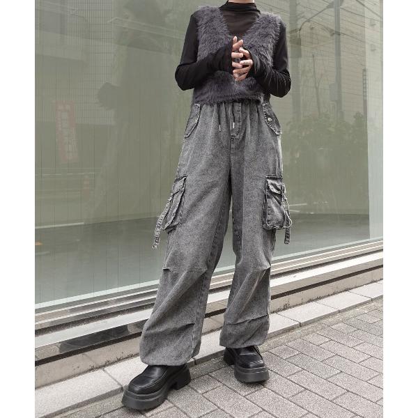 ジーンズ デニム デニムパンツ パラシュートデニムカーゴパンツ レディース