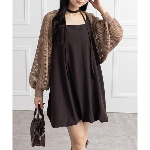 ワンピース マルチウェイバルーンミニワンピース「カジュアル 着回し抜群 大人」