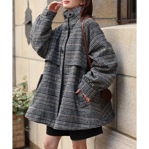 トレンチコート コート フェイクウールミドル丈トレンチコート レディース