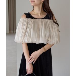 パーティードレス ドレス バルーンスヌード＆ベロア パーティードレス 二点セット (S，M，L，XL)